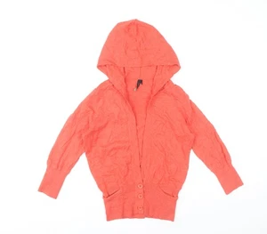 Topshop Women’s Orange Hooded Cardigan Size 10 Long Sleeve - Picture 1 of 12