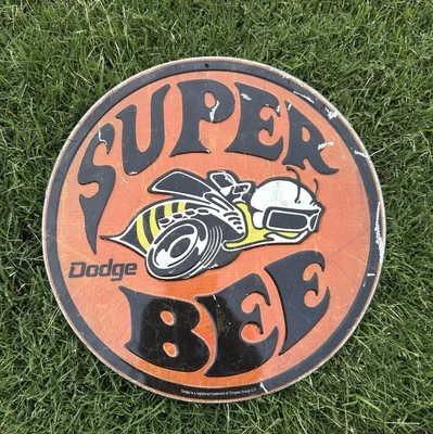 12" Dodge Mopar  Super Bee Vintage Style Embossed Round Metal Sign Orange Black - Image 1 of 4