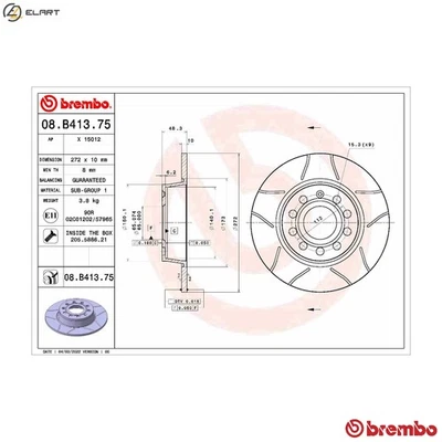 2x BRAKE DISC 08.B413.75 FOR SKODA KAROQ OCTAVIA/III/Combi/IV SUPERB YETI  VW - Image 1 of 4