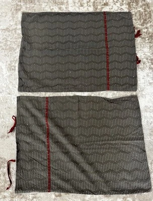 West Elm Set Of 2 Standard Cotton Pillow Case Shams Grey Red Pickstitch Pattern - Image 1 of 4