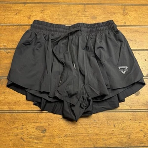 Luogongzi Shorts Damen schwarz 2 in 1 fließend Laufen Gym Yoga, Gr. S Fehler - Bild 1 von 4