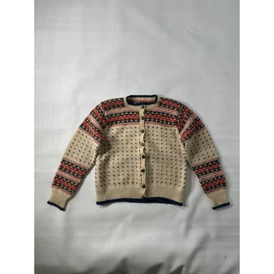 Cárdigan Suéter Tejido Isla Jurídica Nórdica Vintage Para Hombre Rojo Crema Azul Botones Foto 1 de 4