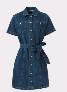 Papaya Petite Denim Utility Dress Uk 10 - Picture 1 of 6