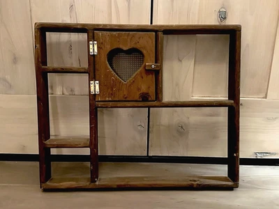 VTG Wooden Display Wall Shelf Heart Cut Outs Cubby Box Knick Knack Cottage Core - Image 1 of 4