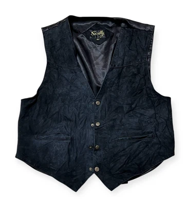 Scully Western Suede Leather Vest XXL Black Snap Front Cowboy Biker Steampunk - Image 1 of 4