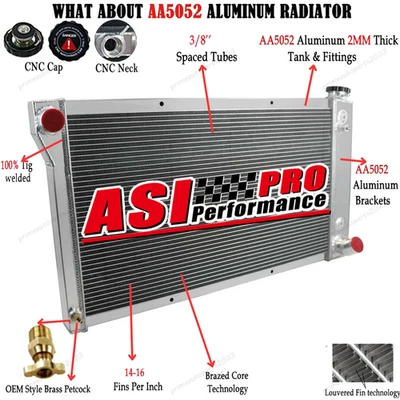 Fit 1967-72 Chevy C K C10 C20 C30 Pickup Truck Suburban 4 Core Aluminum Radiator Foto 1 de 4