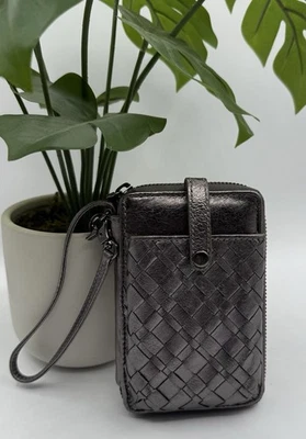 Elliott Luca Silver Woven Leather Wristlet Wallet - Image 1 of 4