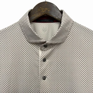 Polo de golf Greyson para hombre talla grande crema/rosa geométrico Wolf Performance logotipo águila - Imagen 1 de 9