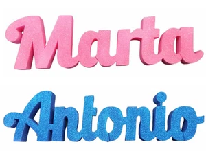 Nome O Scritta in Polistirolo Colorata E Glitterara Personalizzabile per Complea - Foto 1 di 12
