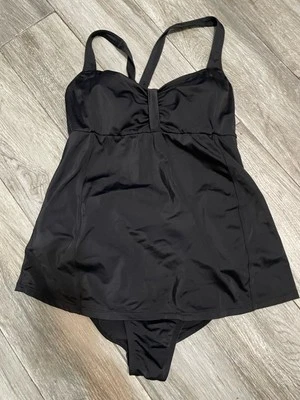 Motherhood Maternity Bathing Suit Swimsuit Swimwear Skirted Size S Black Lined - Image 1 of 4