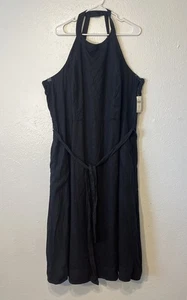 Vestido para mujer ANTHROPOLOGIE negro mezcla de lino recorte estilo peregrino talla 24 W - Imagen 1 de 15