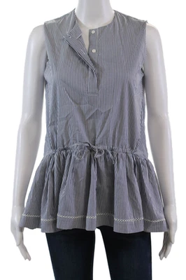 Vestido Barneys New York feminino algodão sem mangas gola redonda listrado azul tamanho EUR - Imagem 1 de 4