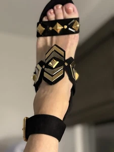 Louis Vuitton Black Suede Shoes Embellished With Gold & Silver Accents - Picture 1 of 8