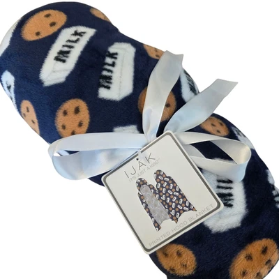 Manta con Capucha IJAK Mediana Galletas Patrón Leche Felpa Vellón Lanzamiento Acogedor Regalo Bla Foto 1 de 4
