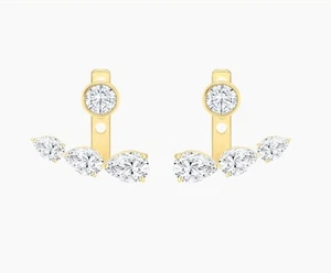 5 TCW Lab Grown Diamonds Earrings Round and Pear Shape Diamond 14 KT Gold - Picture 1 of 8