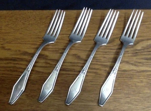 HOLMES EDWARDS Jamestown 4er Set antike versilberte Tafelgabeln "W" Monogramm - Bild 1 von 6