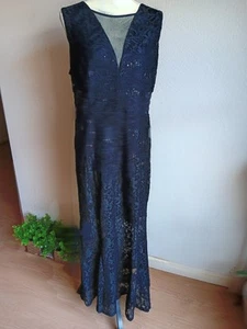 Abito lungo donna Alexa B Nites See True senza maniche pizzo paillettes taglia 18W - Foto 1 di 11