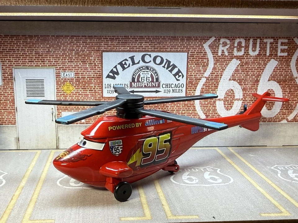 Disney Cars - RACE TEAM McQUEEN HELICOPTER CARS Factory Custom - 1:55 Diecast - Image 1 of 1