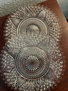 2 Vintage Decorative Pressed Glass Plates 9 1/2” - Picture 1 of 2