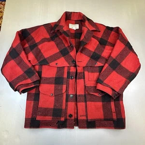 DAMAGED CC Filson double Mackinaw Plaid Wool Cruiser Coat Jacket USA - Picture 1 of 15