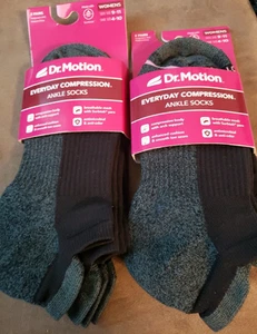 2X Dr. Motion Women's Compression Low Cut Ankle Socks 2 per pack. Gray w/ Black - Picture 1 of 1