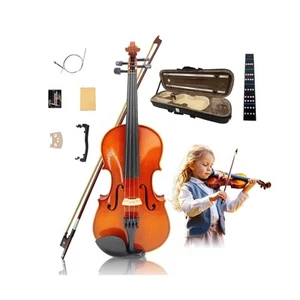 Acoustic Violin 4/4 3/4 1/2 for Beginners Students Adults 4 String Solid Wood... - Picture 1 of 7