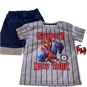 Marvel NWT Spiderman Boys 2 Piece Short Set Outfit Size 6 New York NEW - Picture 1 of 6