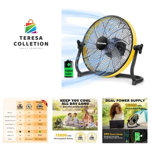 Portable 16" Outdoor Fan - Up to 30 Hours of Cooling Power, Lightweight Design - Picture 1 of 11