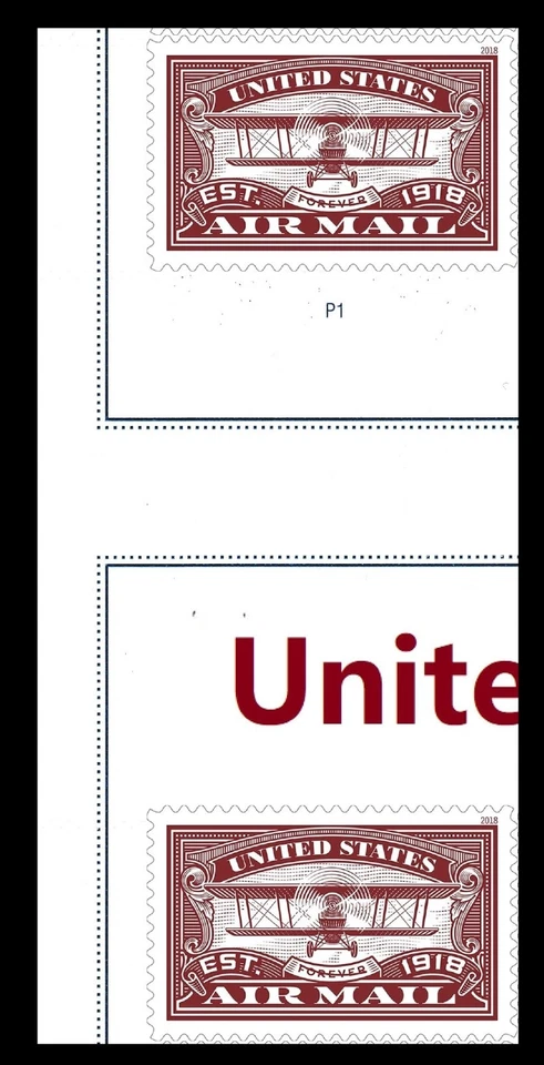US 5282 Centennial Air Mail Red F horz gutter plate pair L MNH 2018 - Image 1 of 1