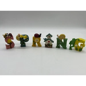 Vintage Crazy Mountain Harz Buchstaben Set Frühling Blumen Frosch Marienkäfer Hummel - Bild 1 von 4