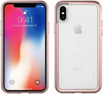 Capa iPhone X Pelican Adventurer design fino metálica transparente ouro rosa - Imagem 1 de 4