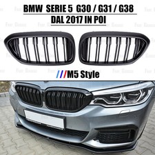 Front Kidney Grilles M5 Style for BMW 5 Series G30 G31 |2017/20| - MATTE BLACK
