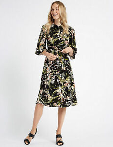 M&S PETITE Floral Bodycon Midi Dress 6 & 8 RRP £45