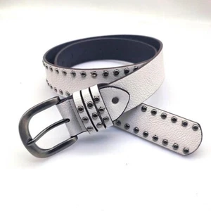 Unisex belt punk belt white pu leather belt - Picture 1 of 3