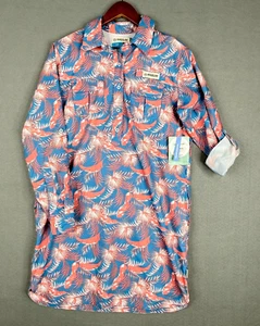 Magellan Shirt Dress Women's Sz Medium Southern Summer Floral Palms Fishing - Picture 1 of 12