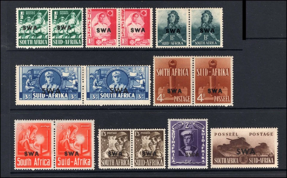 M26829 South West Africa 1941 War Effort Set x7 Pairs & x2 Singles m/m Sg114/122 - Imagem 1 de 1