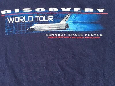 Vintage Kennedy Space Center Discovery Shuttle World Tour 2 sided t shirt sz M  - Image 1 of 4