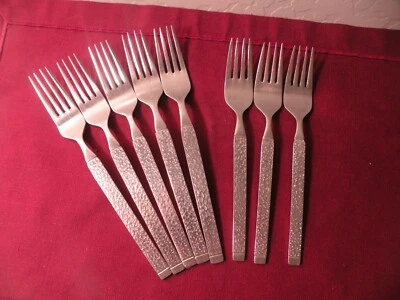 Ekco Eterna Martillado Acero Inoxidable EKS2 5 Tenedores de Cena 3 Tenedores de Ensalada Japón Texturizado Foto 1 de 4