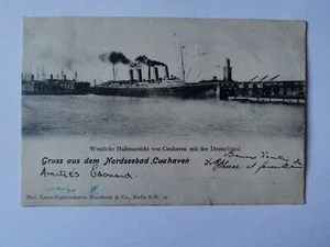 CPA Westliche Hafenansicht von Cuxhaven mit der Deutschland - Imagen 1 de 2
