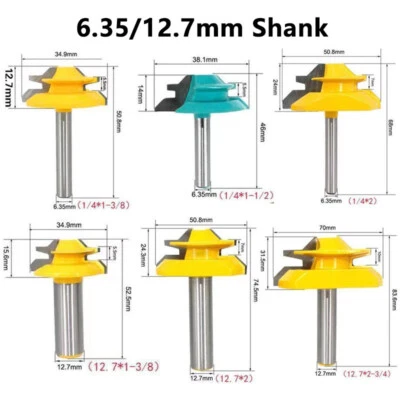 45 Degree Stock Lock Miter Router Bit 6.35/12.7mm Shank Tenon Chisel Wood Cutter - Image 1 of 4