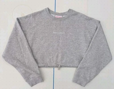 Juicy Couture Sport Crop Top Grey Drawstring Gym Women's Large ~ Barely Worn  - Image 1 of 4