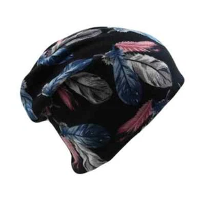 Mütze Beanie Slouch Feder schwarz NEU - Bild 1 von 1