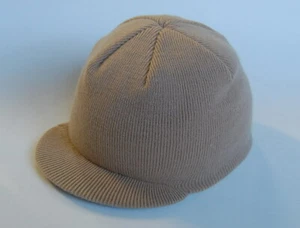 ACRYLIC KNITTED BEANIE WITH VISOR KHAKI COLOR UNISEX FITTED Sydney stock - Picture 1 of 3