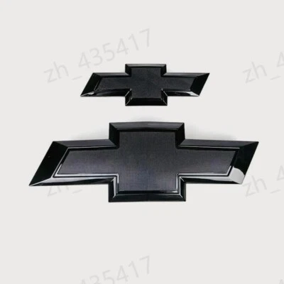 For 2014-2018 Chevy Chevrolet Impala Front Grille & Rear Bowtie Emblem Black Set - Image 1 of 4