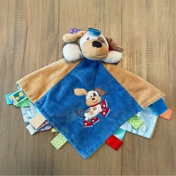 Taggies Cachorro Perro Lovey Manta de Seguridad Pestañas Coloridas Sensorial Satinado Espalda Foto 1 de 4