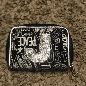 JUSTICE Peace Coin Purse Wallet Denim Blue & Silver - Picture 1 of 4