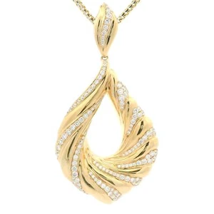 Kat Florence 18k Yellow Gold 1.36ctw D FL Diamond Wreath Pendant Necklace - Picture 1 of 10