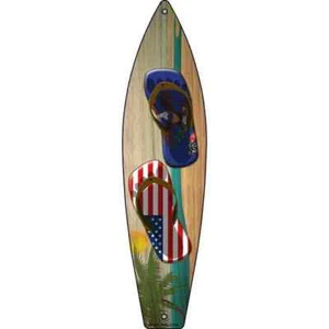 Insegna N. Dakota Bandiera e Tavola da Surf in Metallo USA 23"x6" Targa Porta Casa Garage Parete - Foto 1 di 1