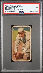 T206 Piedmont 350 Ed Konetchy Glove Near Ground PSA 1 PR Baseball - Picture 1 of 5