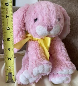 Animal Adventure Bunny Rosa Coniglio Texturizzato Peluche Fiocco Giallo 2008 Pasqua Lovey - Foto 1 di 9